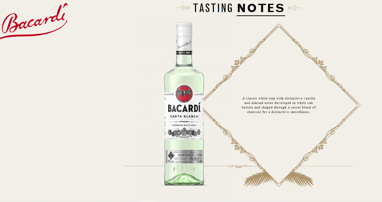 Bacardi Carta Blanca Superior White Rum ABV 40% 750ml