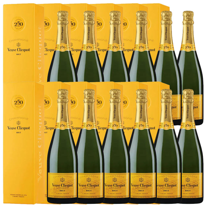 (Official Agent Stock with Box) Bundle of 12 Bottles Veuve Clicquot Yellow Label Champagne Brut 750ml