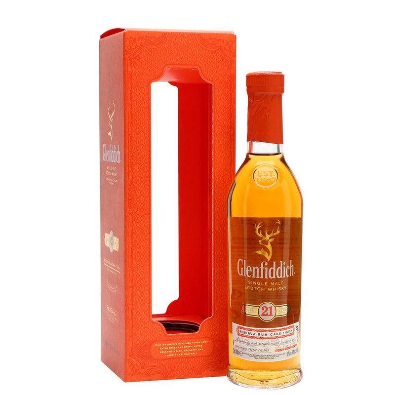 Glenfiddich 21 Year Old Reserva Rum Cask Finish Speyside Single Malt Scotch Whisky ABV 43.2% 200ml (Bottle Label may not in good condition)