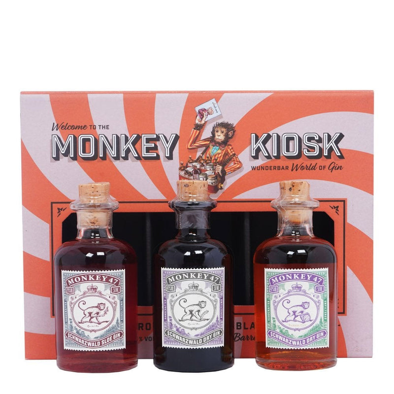 Monkey 47 Kiosk 3x50ml (Monkey Sloe Gin 29% / Monkey Dry Gin 47% / Monkey Barrel Cut 47%) Gift Pack