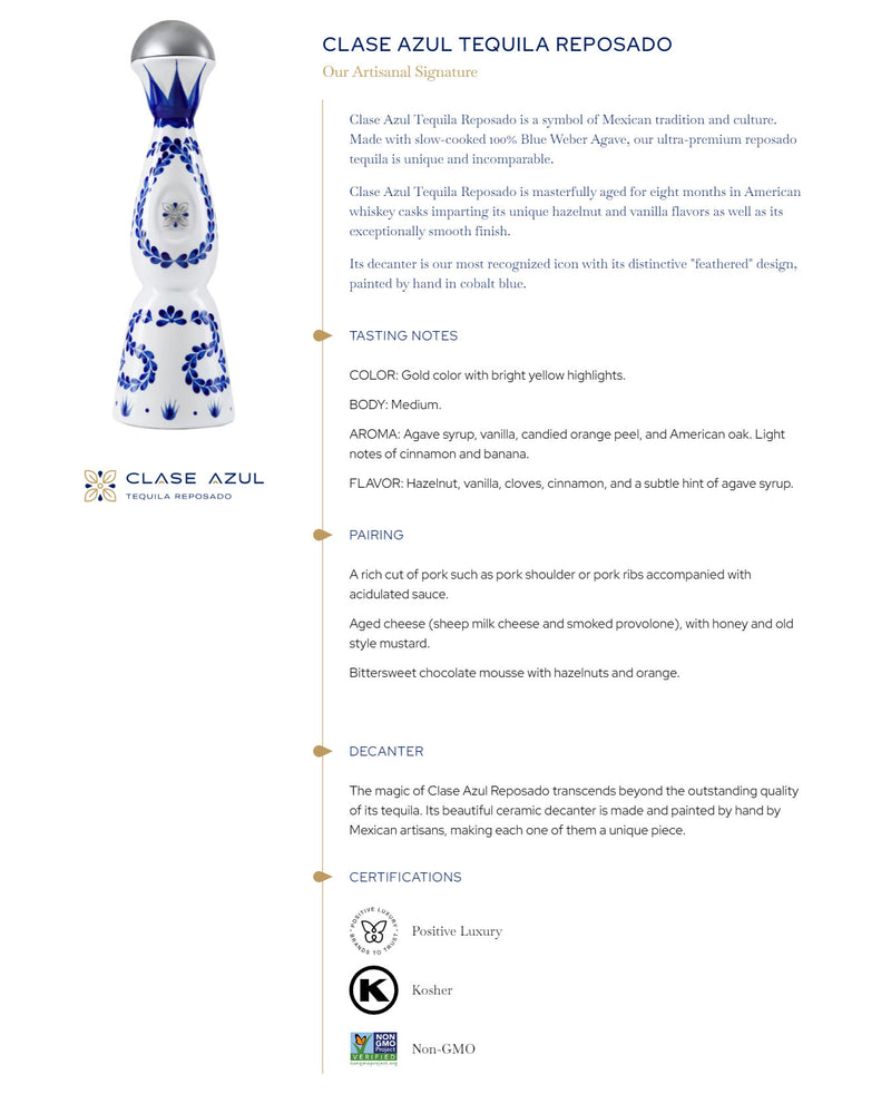 Clase Azul Reposado Tequila ABV 40% 750ml