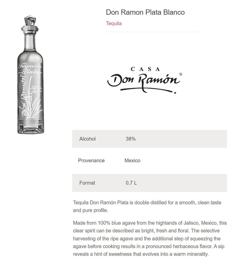 Don Ramon Plata Tequila Blanco ABV 38% 700ml