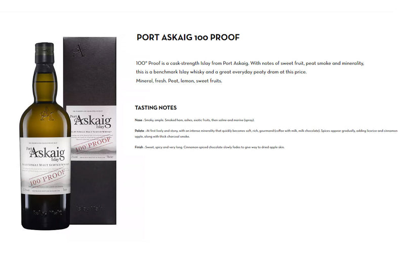 Port Askaig 100° Proof Islay Single Malt Scotch Whisky ABV 57.1% 700ml