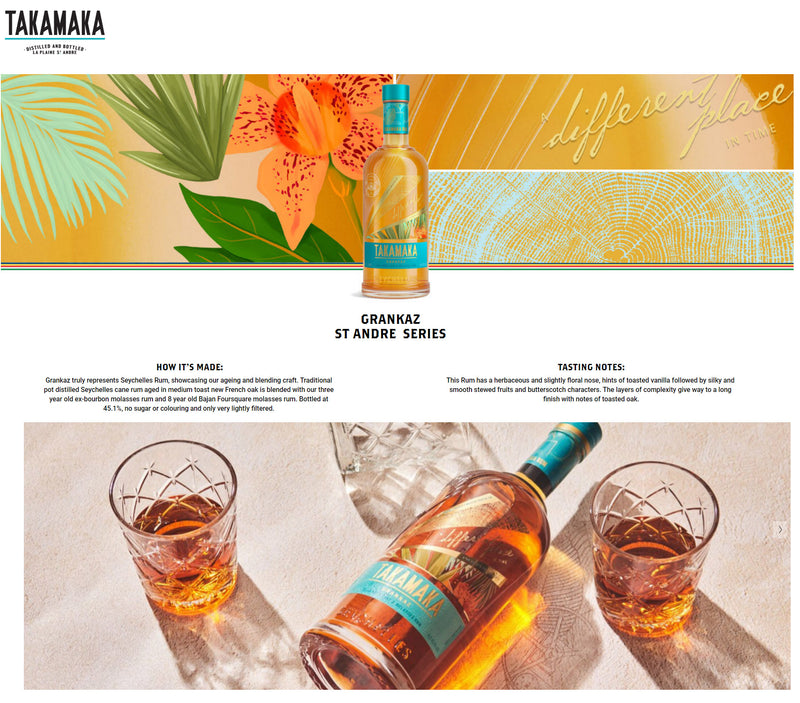 (Clearance) Takamaka Grankaz Rum ABV 45.1% 70cl
