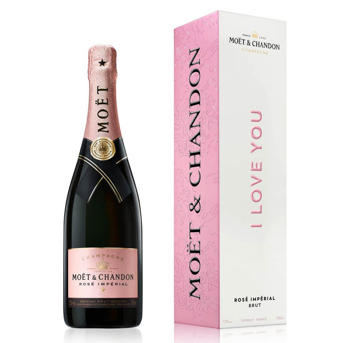 Bundle of 2 Moet & Chandon Rose Imperial I Love You Gift Box 750ml + Free 2 Acrylic Glasses
