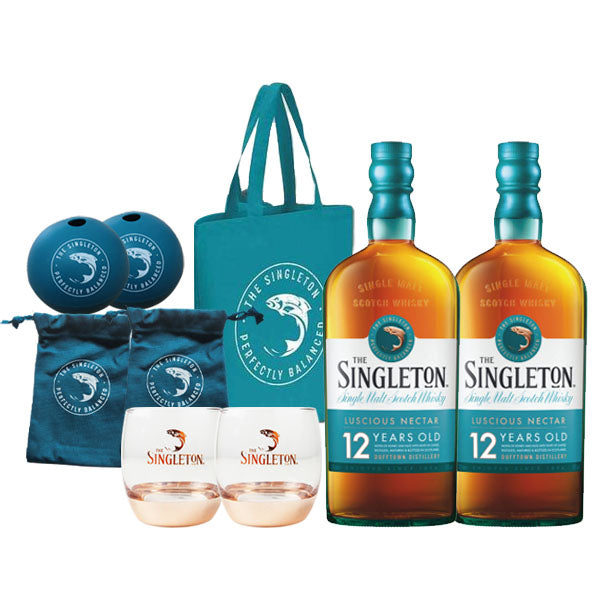 Bundle of 2 Sets : Singleton Dufftown 12 Years Old 700ml Free Whisky Glass+Ice Ball Mould+Drawstring Bag & 1 Tote Bag