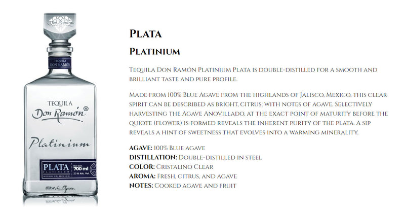 Don Ramon Platinum Tequila Blanco ABV 35% 700ml