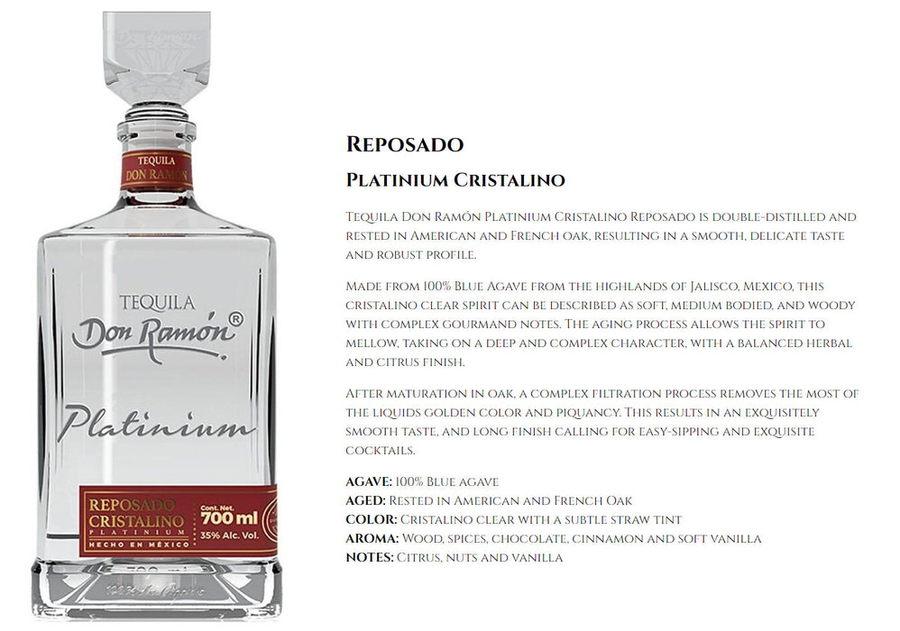 Don Ramon Platinum Tequila Reposado ABV 35% 700ml