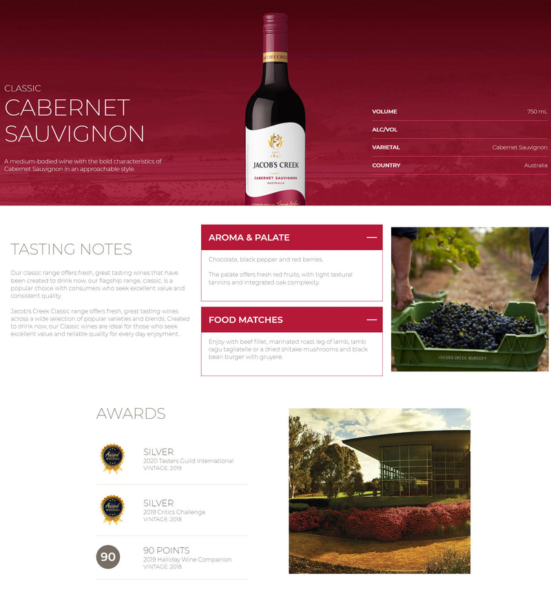 Jacob's Creek Classic Cabernet Sauvignon 2024 ABV 14% 750ml