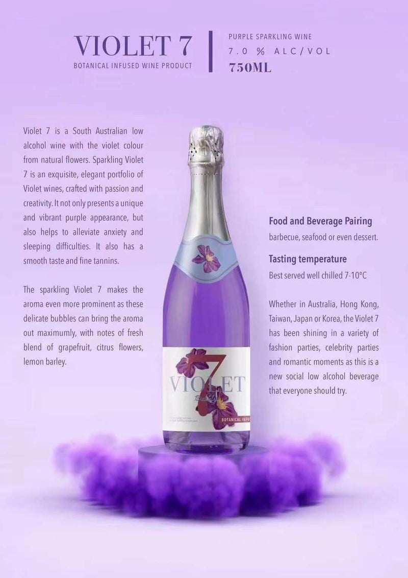 Violet 7 Botanical Infused Bubbly/Sparkling Wine 750ml