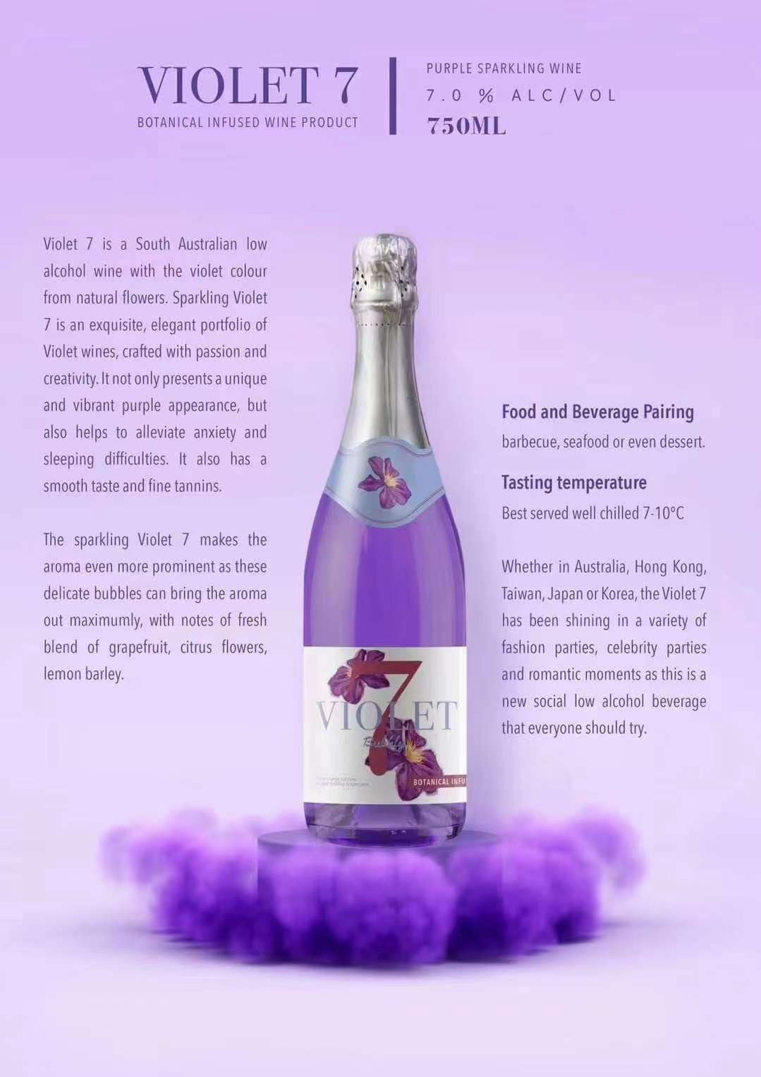 Violet 7 Botanical Infused Bubbly/Sparkling Wine 750ml — The Liquor ...