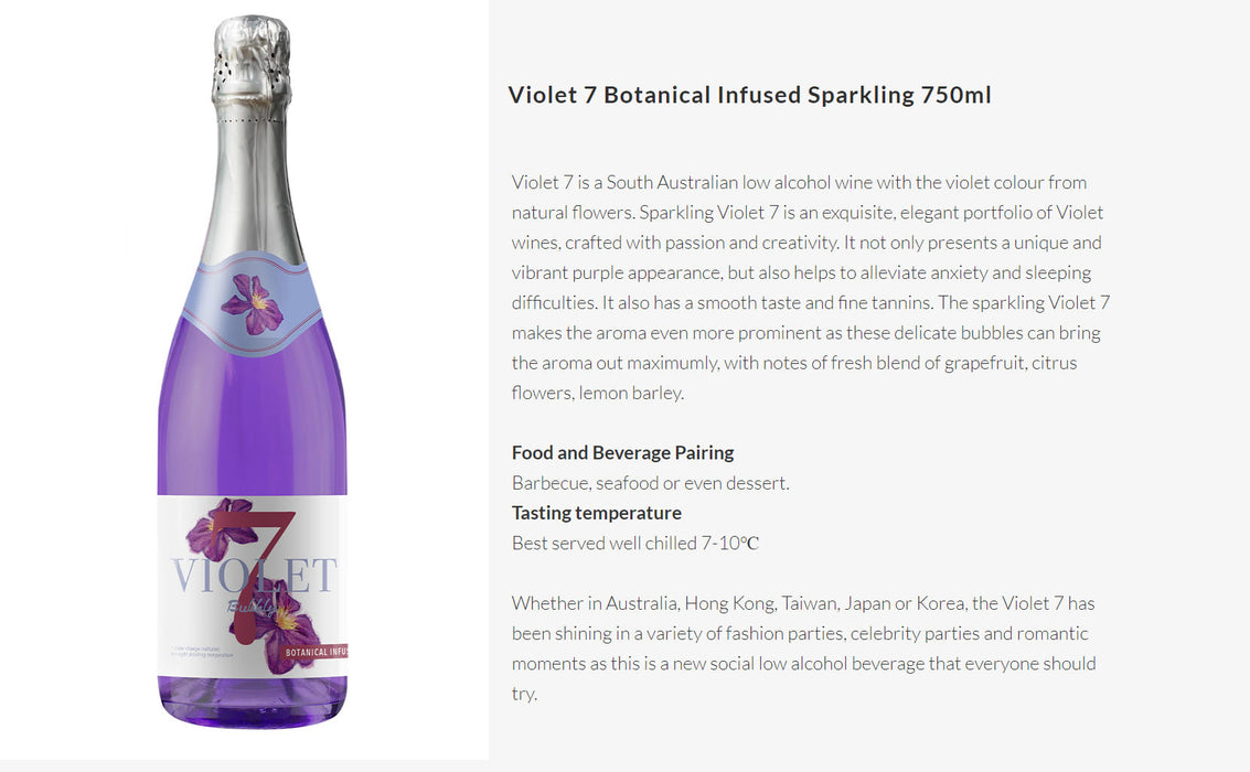 Violet 7 Botanical Infused Bubbly/Sparkling Wine 750ml