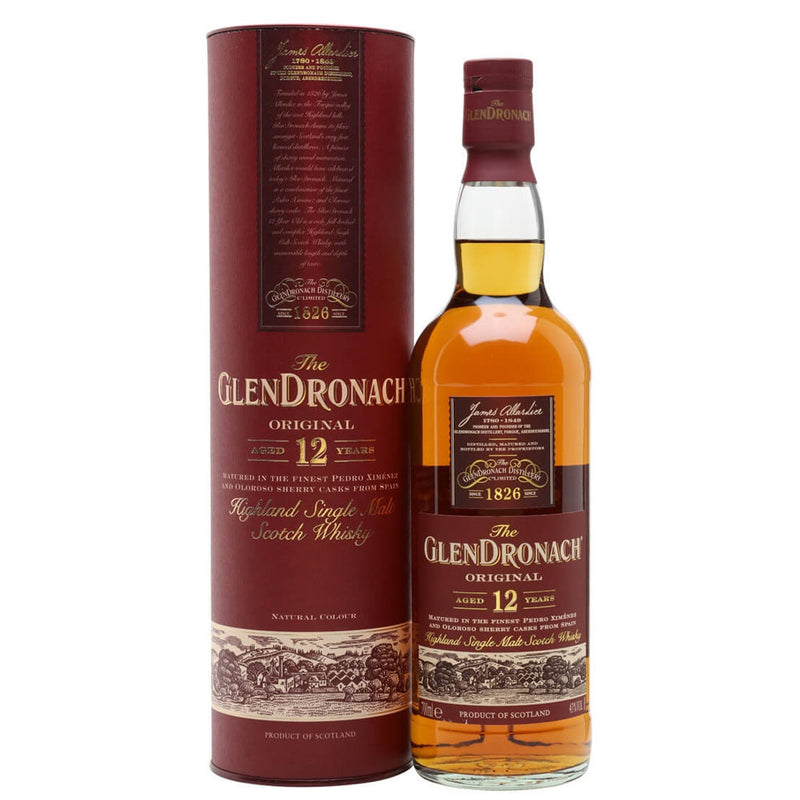 The Glendronach 12 Year Old Highland Single Malt Scotch Whisky ABV 43% 70cl x 2 Bottles with Gift Box