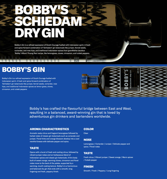 Bobby\'s Schiedam Dry Gin ABV 42% 700ml — The Liquor Shop Singapore