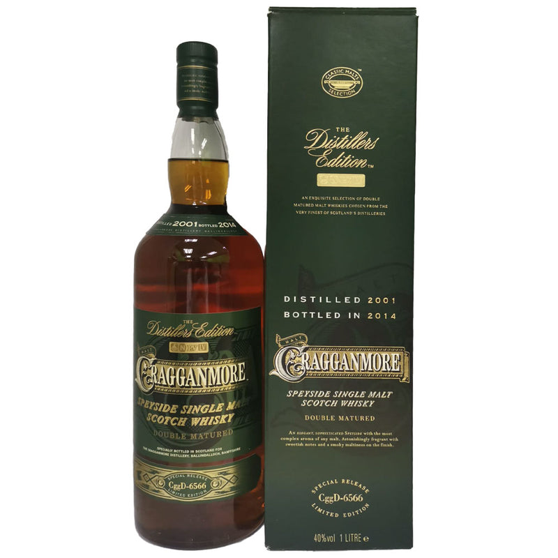 (Clearance) Cragganmore 2001 Distillers Edition (Bottled in 2014) Speyside Single Malt Scotch Whisky ABV 40% 1000ml with Gift Box (1L)