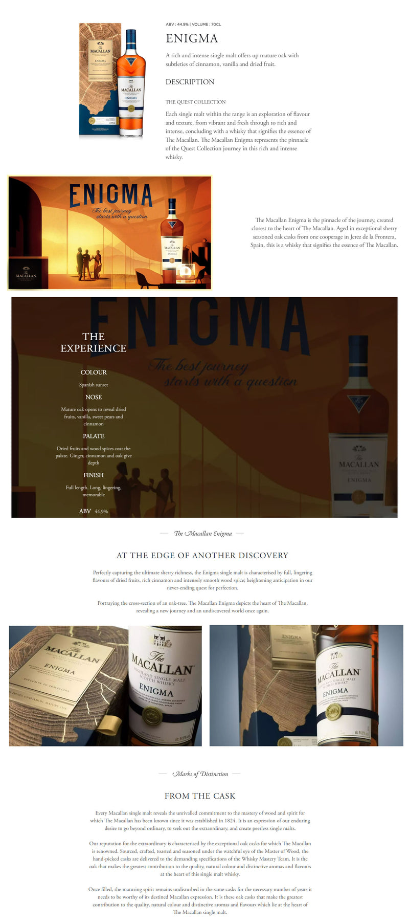 The Macallan Enigma Highland Single Malt Scotch Whisky ABV 40% 70cl with Gift Box