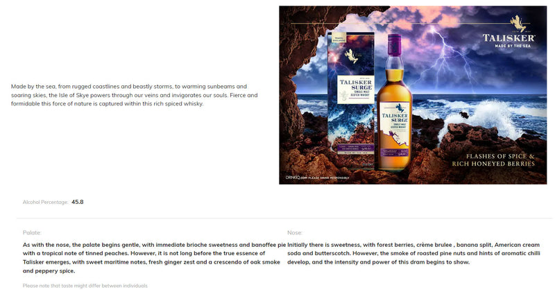Talisker Surge Single Malt Scotch Whisky ABV 45.8% 700ml