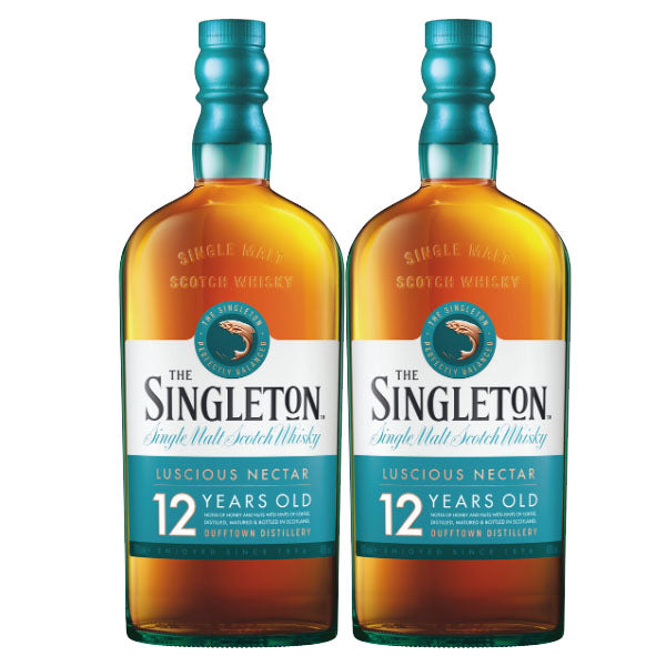 The Singleton of Dufftown 12 Year Old Single Malt Scotch Whisky ABV 40% 700ml x 2 Bottles + Tote bag, Ice Ball Mould and Whisky Stone