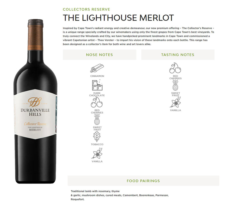 Durbanville Hills Merlot 2017 The Lighthouse Collectors Reserve ABV 14.5% 750ml