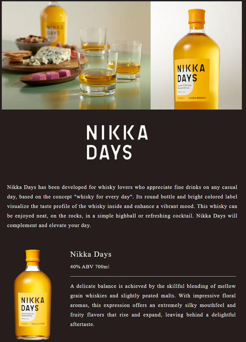 (Gift Set) Nikka Days Smooth & Delicate Blended Whisky + 2 Glasses Giftbox ABV 40% 700ml