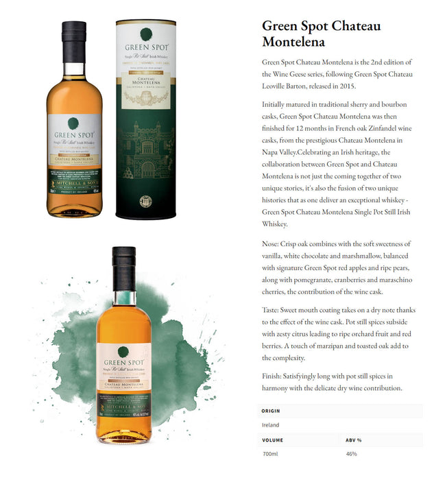 Green Spot Chateau Montelena Irish Whiskey ABV 46% 70Cl