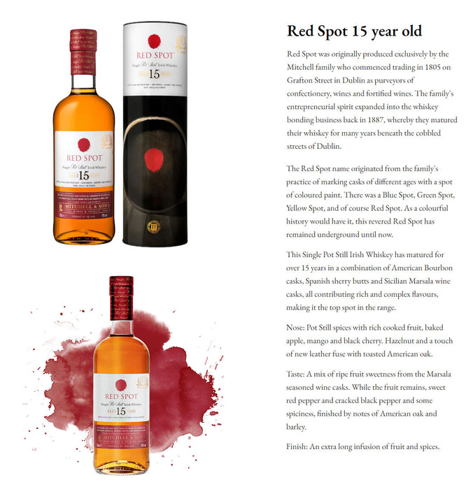Red Spot 15 Years Single Pot Still Irish Whiskey ABV 46% 700ml
