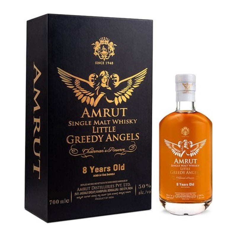 (Gift Set) Amrut 8 Year Old Little Greedy Angels with Whisky Glass Giftbox Indian Single Malt Whisky ABV 50% 70cl