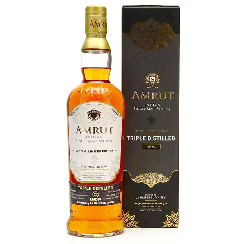 Amrut 2014 Special Limited Edition Ex-Bourbon Triple Distilled Cask #872 Indian Single Malt Whisky ABV 60% 70cl