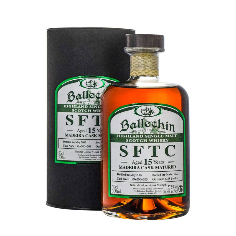 Ballechin 15 Year Old SFTC Madeira Cask Matured 2007 Heavily Peated Cask#199+200+203 Highland Single Malt Scotch Whisky ABV 57.5% 50cl