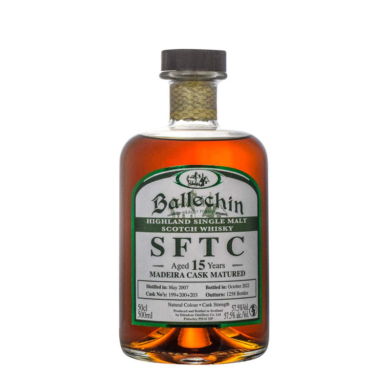 Ballechin 15 Year Old SFTC Madeira Cask Matured 2007 Heavily Peated Cask#199+200+203 Highland Single Malt Scotch Whisky ABV 57.5% 50cl
