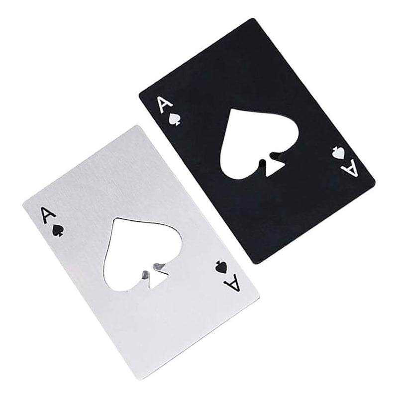 Ace Of Spades Bottle Opener / Pocker Cap Opener Portable Stainless Steel Can Opener (Black & Silver)