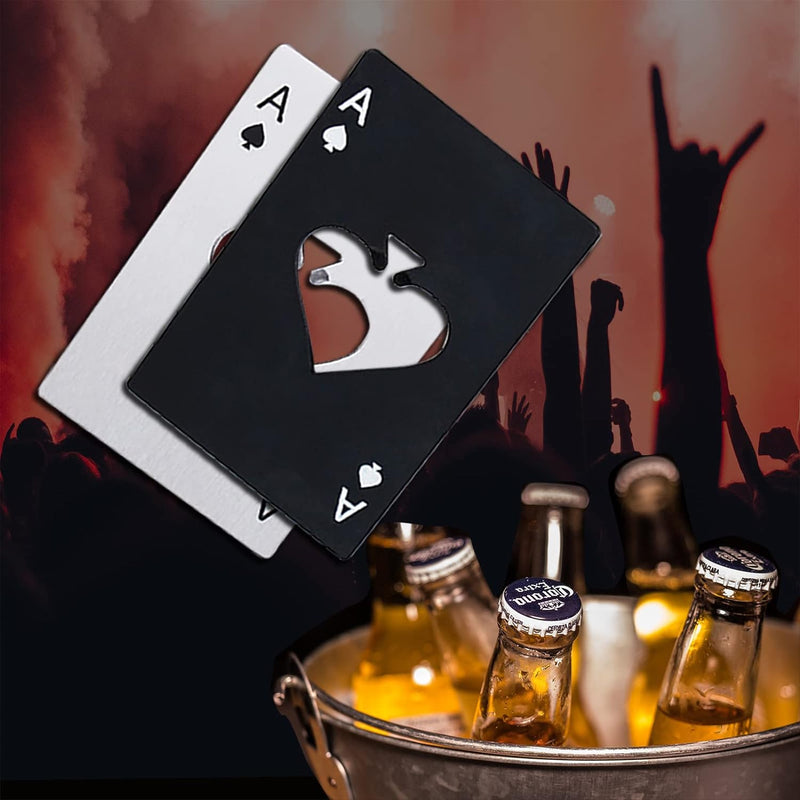 Ace Of Spades Bottle Opener / Pocker Cap Opener Portable Stainless Steel Can Opener (Black & Silver)