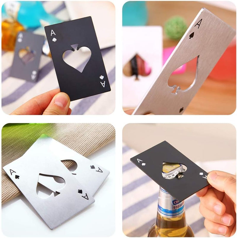 Ace Of Spades Bottle Opener / Pocker Cap Opener Portable Stainless Steel Can Opener (Black & Silver)