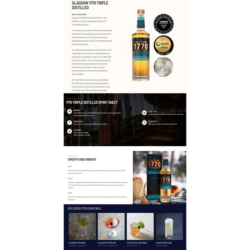 Bundle Deal - Glasgow 1770 The Original Single Malt+Peated Single Malt+Triple Distilled Single Malt 700ml