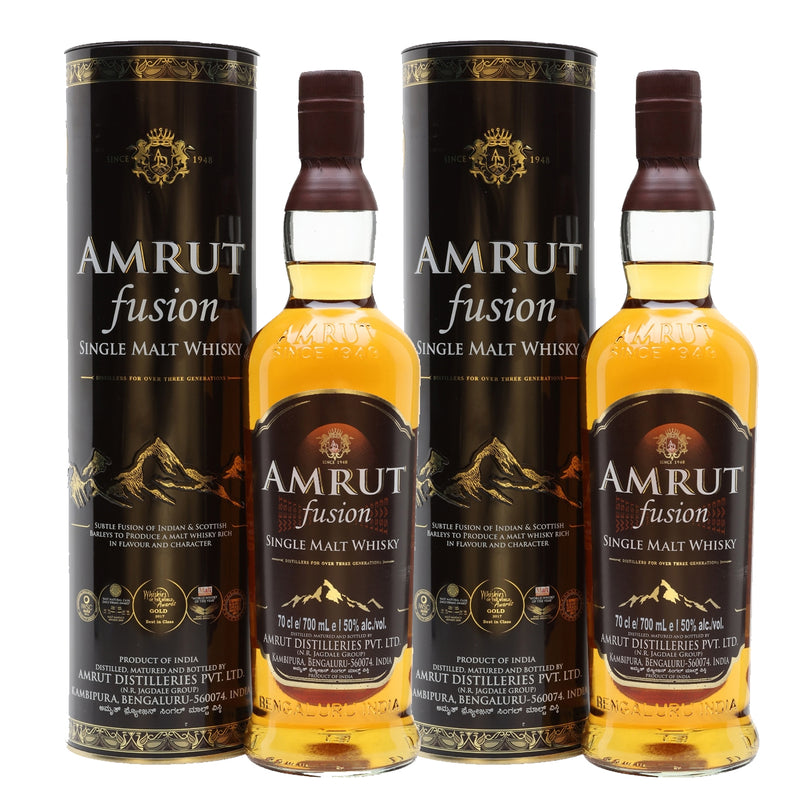 Amrut Fusion Single Malt Whisky ABV 50% 700ml x 2 bottles