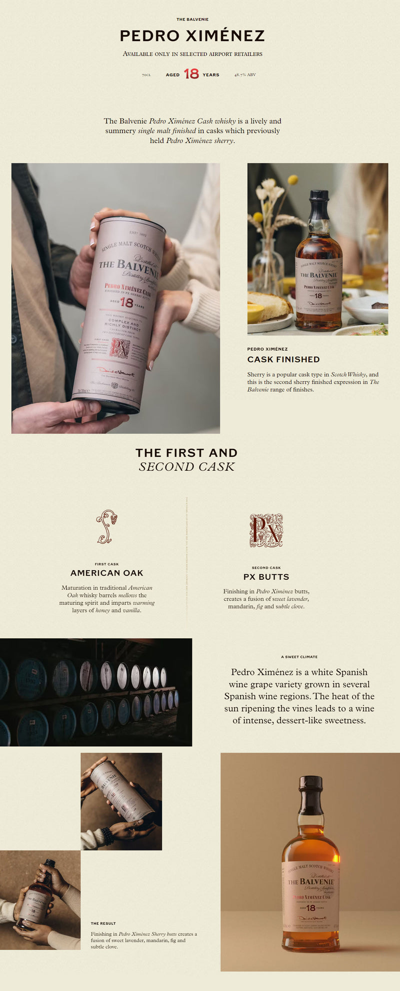 The Balvenie 18 Year Old Pedro Ximenez Cask Speyside Single Malt Scotch Whisky ABV 48.7% 70cl with Gift Box