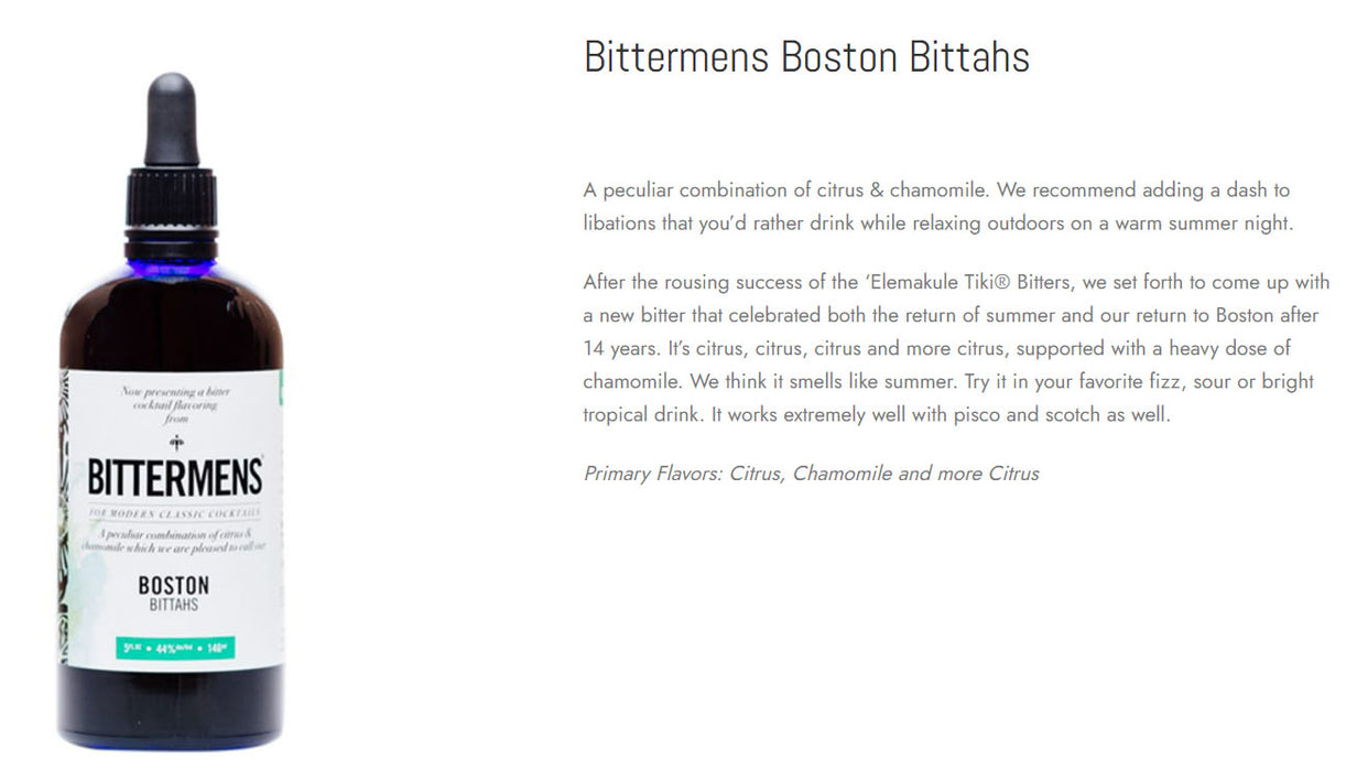 Bittermens Boston Bittahs ABV 44% 146ml