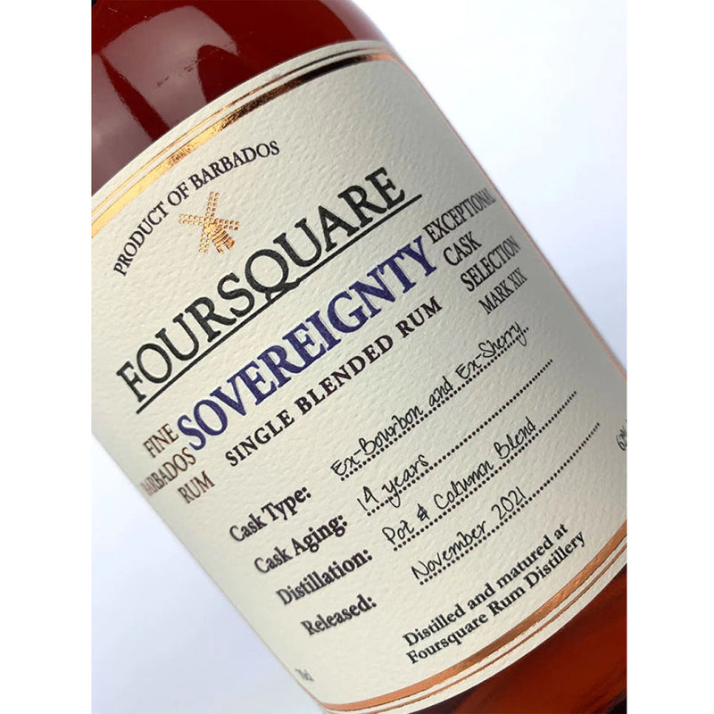 Foursquare Sovereignty Exceptional Cask Selection Rum ABV 62% 700ml