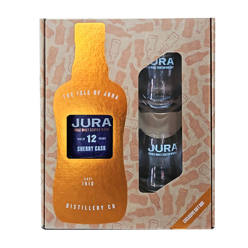 (Gift Set) Jura 12 Year Old  Sherry Cask Single Malt Whisky with 2 Whisky Glasses Gift Set