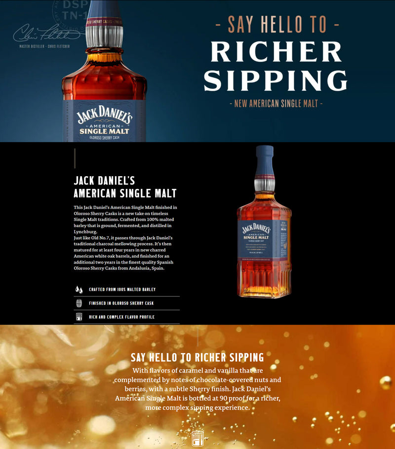 (Clearance) Jack Daniel’s American Single Malt Oloroso Sherry Cask ABV 45% 1000ml (1L)