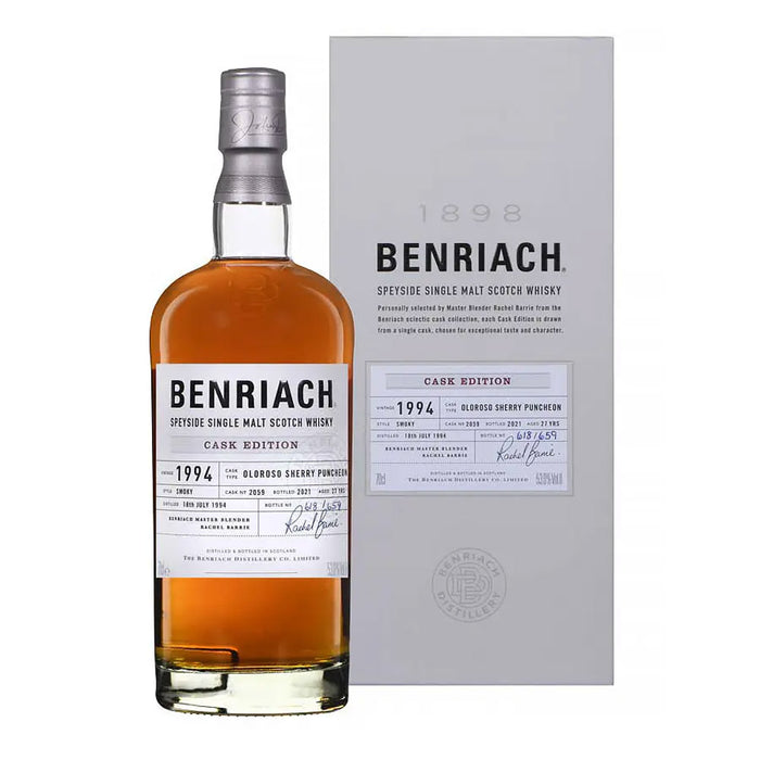 The BenRiach 1994 27 Year Old Smoky Single Malt Scotch Whisky ABV 53% 70cl With Gift Box (Cask Edition, Cask 2059 ABV 53% 700ml