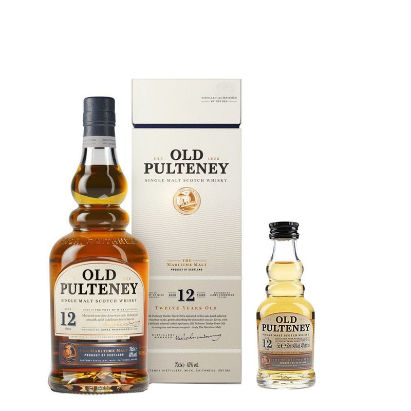 Old Pulteney 12 Year Old Single Malt Scotch Whisky ABV 40% 700ml + Old Pulteney 12 Year Old Single Malt Scotch Whisky 50ml (Bundle Deal)