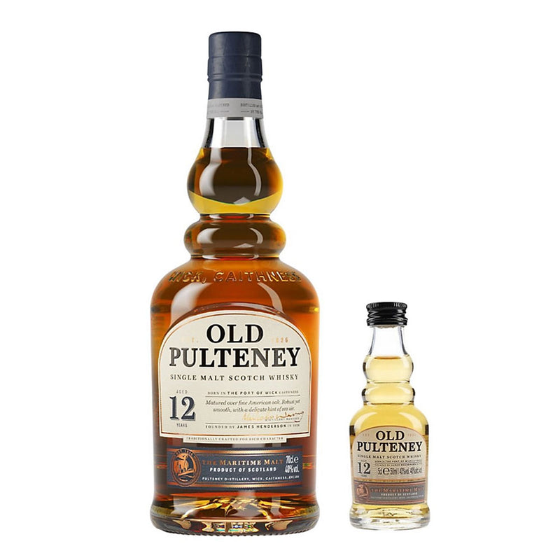 Old Pulteney 12 Year Old Single Malt Scotch Whisky ABV 40% 700ml + Old Pulteney 12 Year Old Single Malt Scotch Whisky 50ml (Bundle Deal)