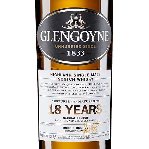 Glengoyne 18 Year Old Highland Single Malt Scotch Whisky ABV 43% 750ml