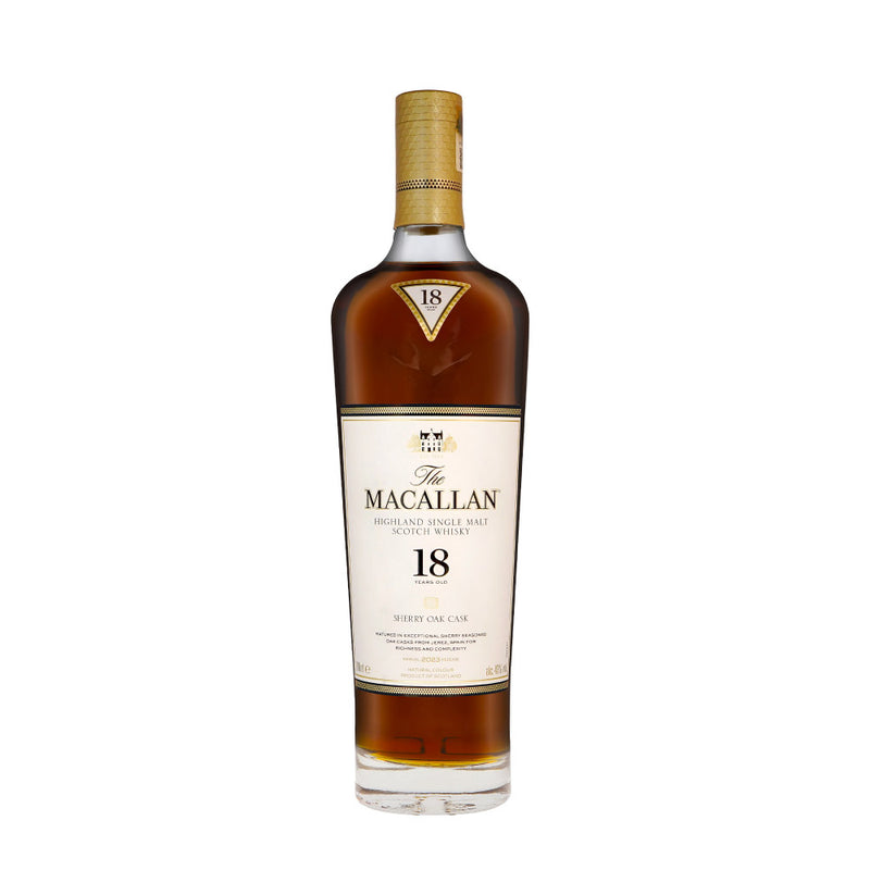 The Macallan 18 Year Old Sherry Oak - 2023 Annual Release Highland Single Malt Scotch Whisky ABV 43% 70cl with Gift Box
