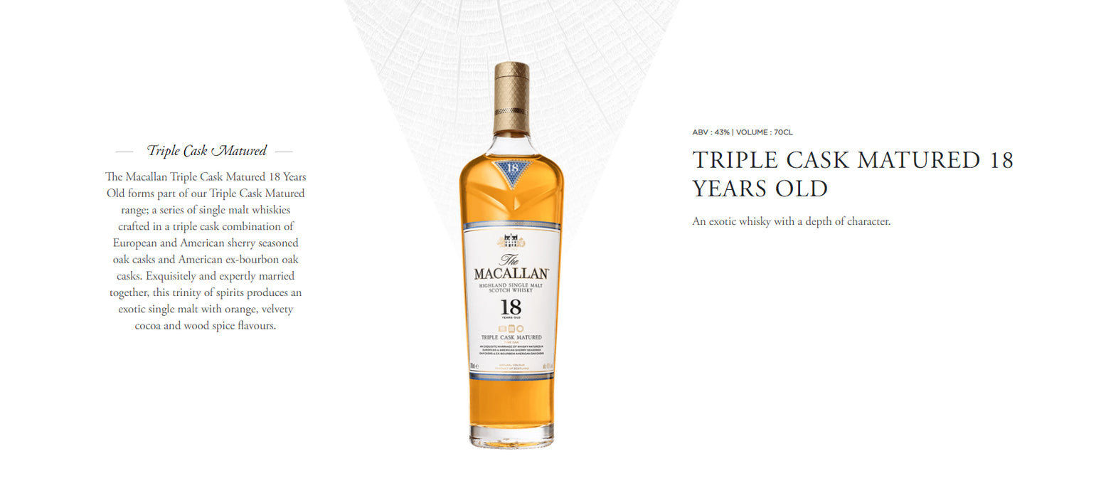The Macallan 18 Year Old Triple Cask Matured 2019 Release Highland Single Malt Scotch Whisky ABV 43% 70cl with Gift Box