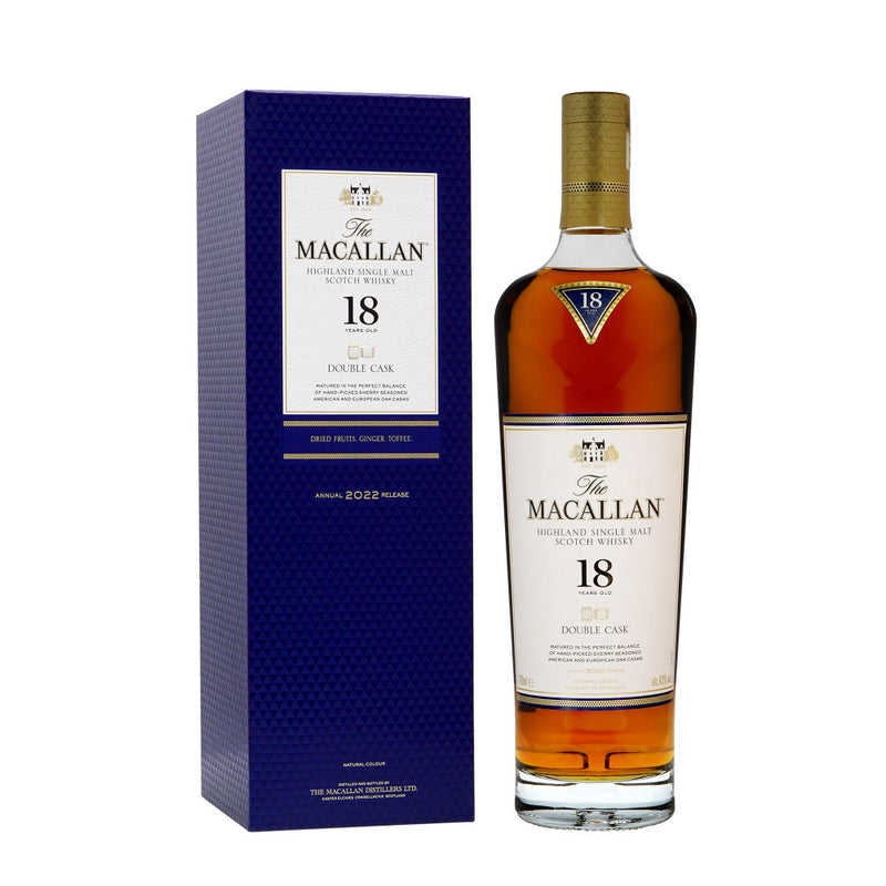 The Macallan 18 Year Old Double Cask 2022 Release Highland Single Malt Scotch Whisky ABV 43% 70cl with Gift Box