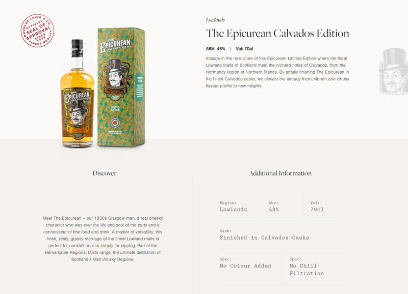(Flash Sale - 60% off at check out) Douglas Laing's The Epicurean Calvados Finish ABV 48% 700ml