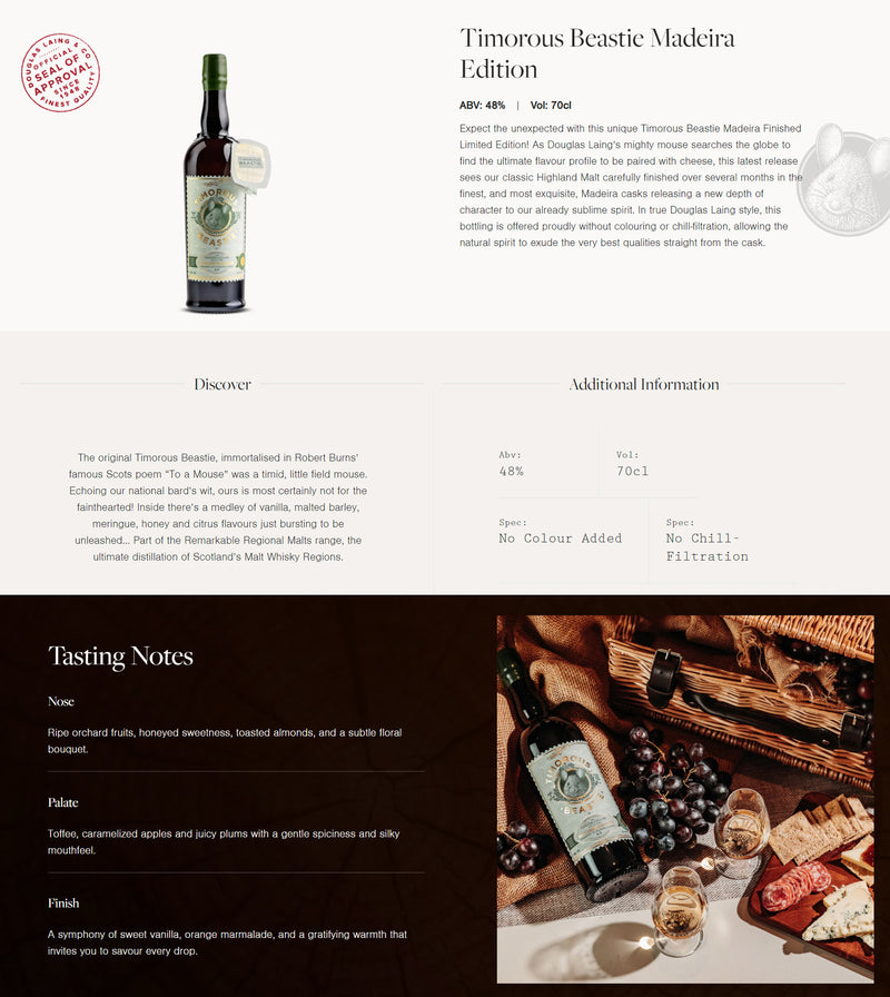 (Flash Sale - 60% off at check out) Douglas Laing's Timorous Beastie Madeira Edition ABV 48% 700ml