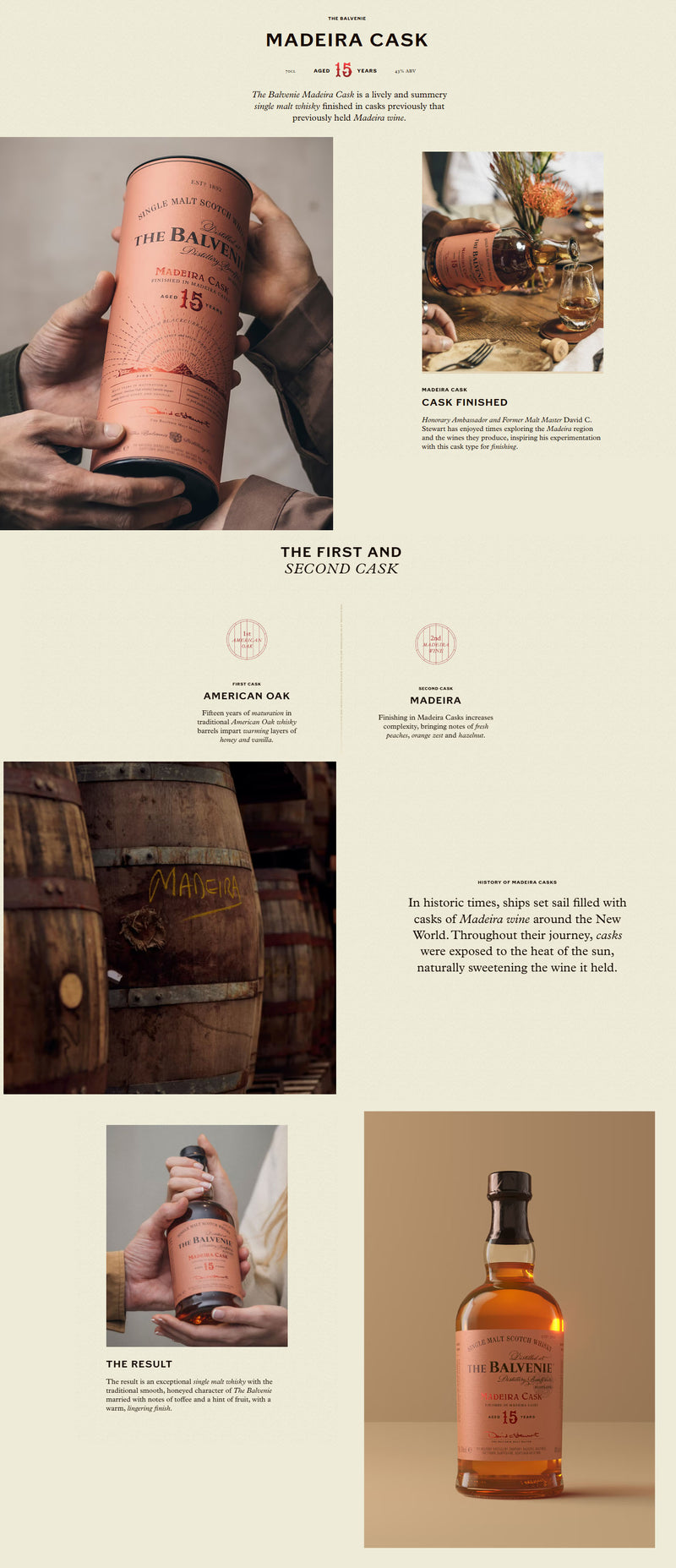 The Balvenie 15 Year Old Madeira Cask Speyside Single Malt Scotch Whisky ABV 43% 70cl with Gift Box